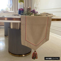 Beige Jute & Cotton Decorative Table Runners - Jute Vibes