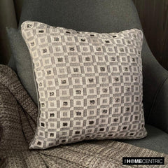 Brickwork - Grey Velvet Throw Pillow Cover