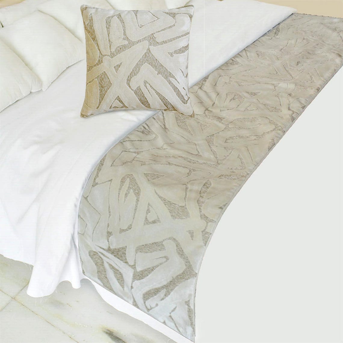 Frosted Grace Decorative Bed Runner and Pillow Cover