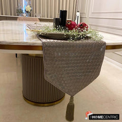 Hive Wave - Silver Satin Decorative Table Runner