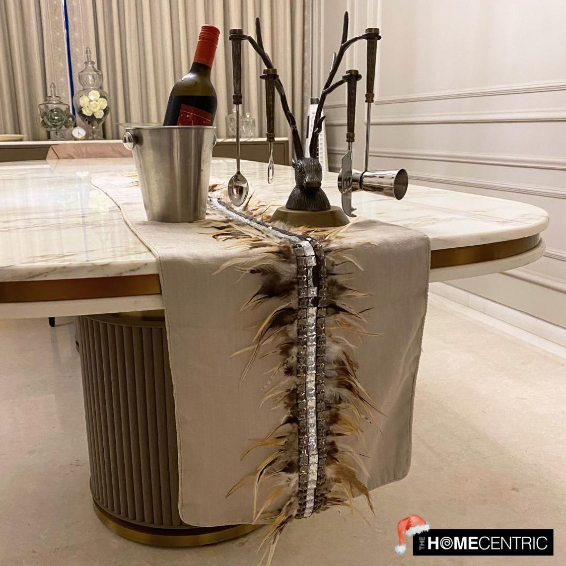 Beige Linen Decorative Table Runners - Feather Dream