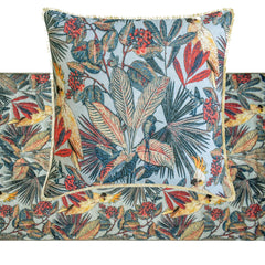 Cockatoo Ruffle - Cotton Blue Decorative Bed Runner and Pillow Cover