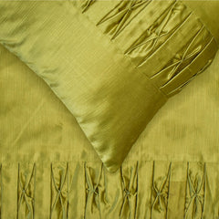 Chartreuse Folds - Satin Chartreuse Green Decorative Bed Runner and Pillow Cover