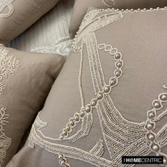 Pearl Anchor - Mocha Cotton Linen Throw Pillow Cover