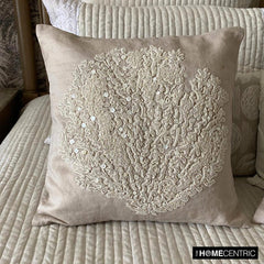 Pearl Weeds - Mocha Cotton Linen Throw Pillow Cover