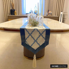 Adonia - Blue Satin Decorative Table Runner