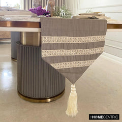 Pearl Serenade - Beige Jute Decorative Table Runner