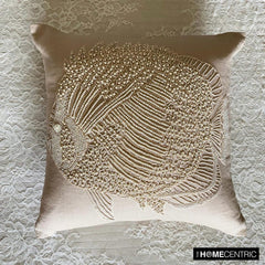 Butterfly Fish - Mocha Cotton Linen Throw Pillow Cover