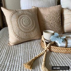 Lazy Snail - Beige Cotton Linen Throw Pillow Cover