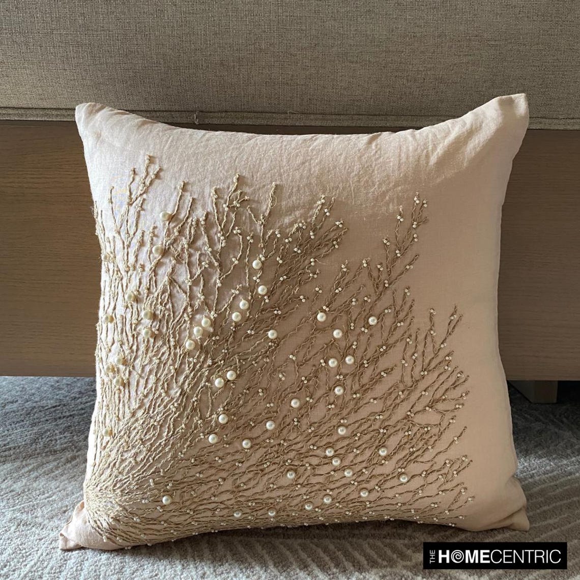 Jute Drought - Beige Cotton Linen Throw Pillow Cover