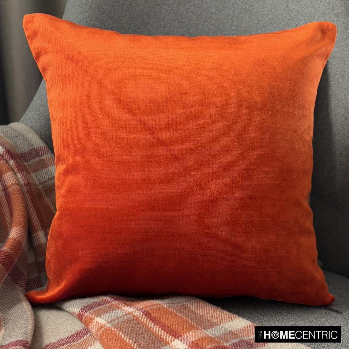 Orange Velvet Throw Pillow Cover - Velvet Orange Jules