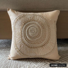 Lazy Snail - Beige Cotton Linen Throw Pillow Cover