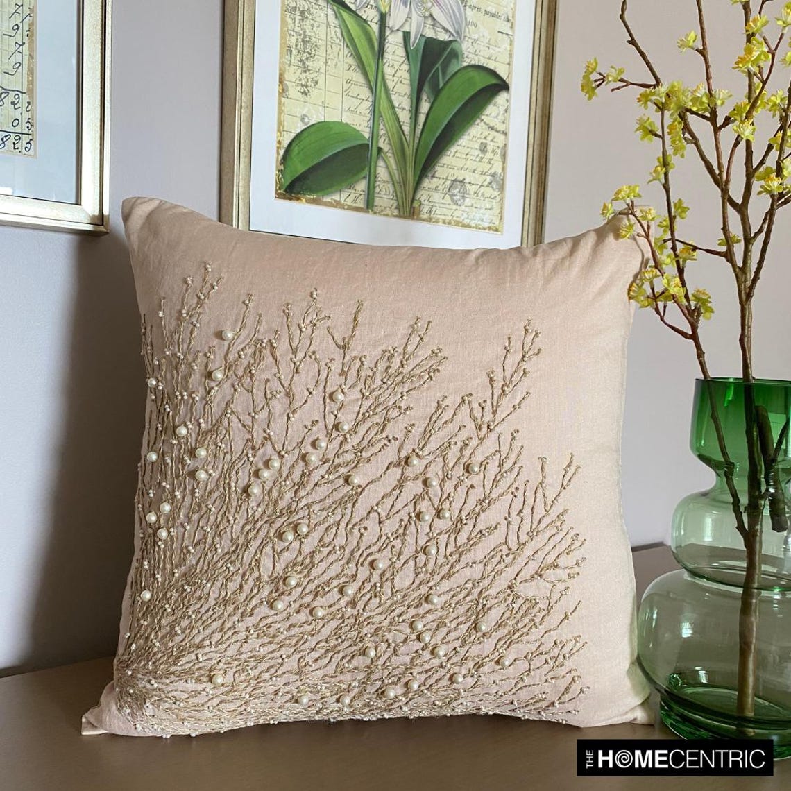 Jute Drought - Beige Cotton Linen Throw Pillow Cover