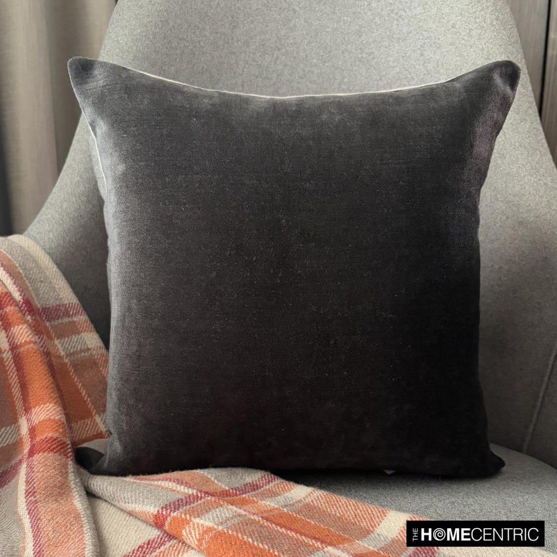Grey Velvet Throw Pillow Cover - Velvet Grey Jules