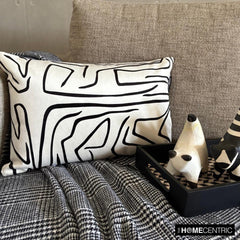 Black And White Cotton  Lumbar Pillow Cover - Abstract Mirage