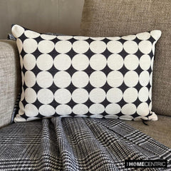 Mono Sphere - Black And White Cotton  Lumbar Pillow Cover