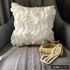 Vintage - Ivory Satin Throw Pillow Cover