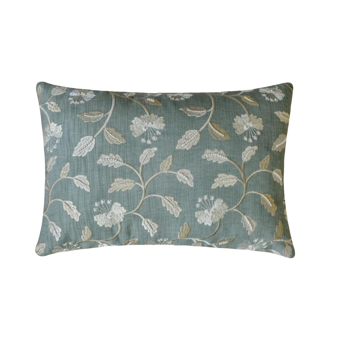 Florinda - Blue Gray Cotton  Lumbar Pillow Cover