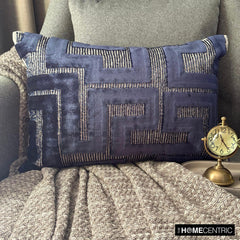 Midnight Path - Blue Velvet  Lumbar Pillow Cover