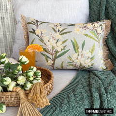 Daisy Drift - Gray Cotton  Lumbar Pillow Cover