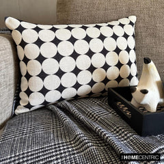 Black And White Cotton  Lumbar Pillow Cover - Mono Sphere