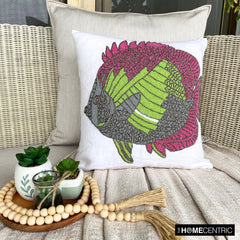 White Cotton Linen Throw Pillow Cover - The Fishy Way