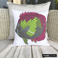 White Cotton Linen Throw Pillow Cover - The Fishy Way