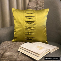 Chartreuse Pleats - Chartreuse Satin Throw Pillow Cover