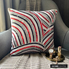 Red N Black Streaks - Red Art Silk Decorative Euro Sham