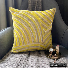 Pearly Yellow - Yellow Art Silk Decorative Euro Sham