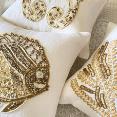 Ivory Linen Throw Pillow Cover - Glamour Fish