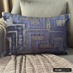 Midnight Path - Blue Velvet  Lumbar Pillow Cover