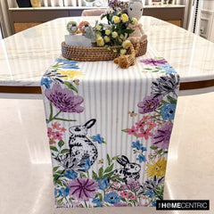 Bunny Wonderland - White Cotton Decorative Table Runner