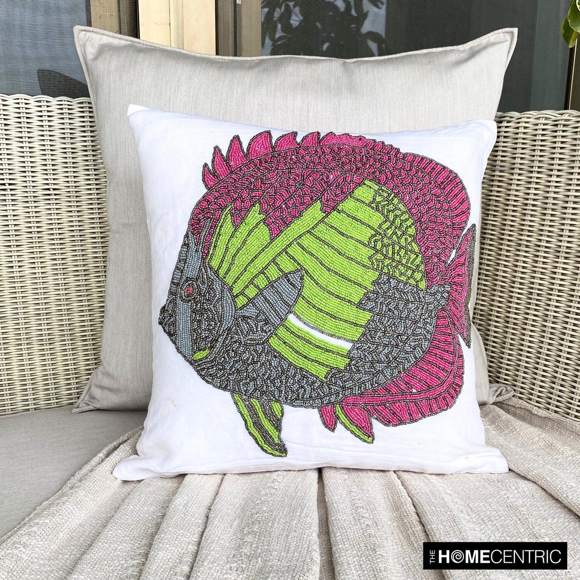 Koi Carp  Blue Throw Pillow Cover
