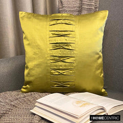 Chartreuse Pleats - Chartreuse Satin Throw Pillow Cover
