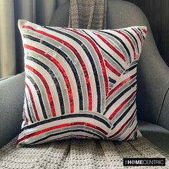 Red N Black Streaks - Red Art Silk Decorative Euro Sham