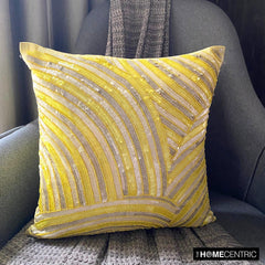Pearly Yellow - Yellow Art Silk Decorative Euro Sham