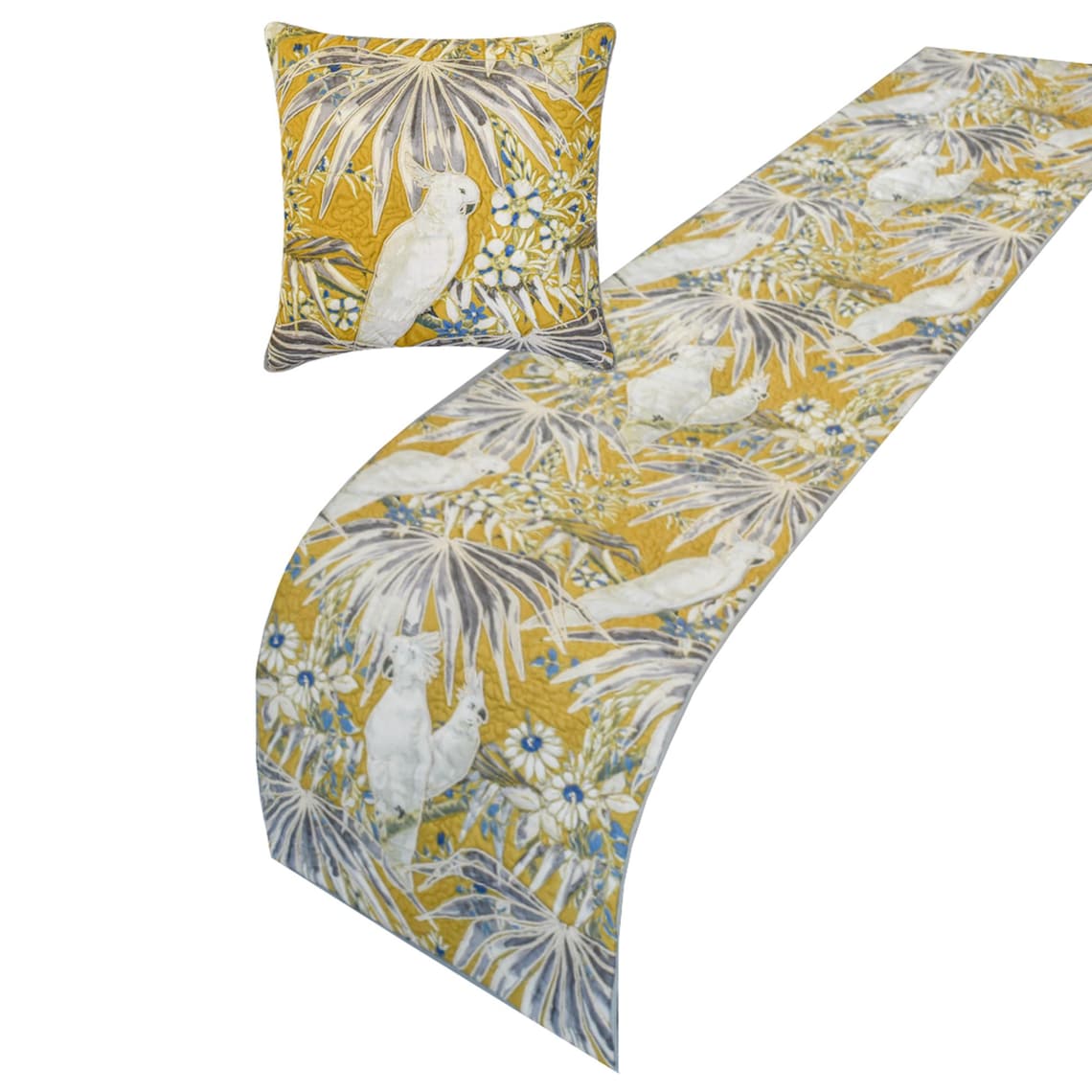 Cockatoo Love Decorative Bed Runner and Pillow Cover
