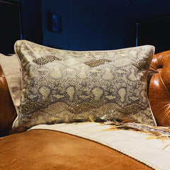 Animal Bling - Gold Faux Leather Lumbar Pillow Cover