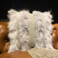 Kitty Fur - Grey Silk Halloween Throw Pillow Cover