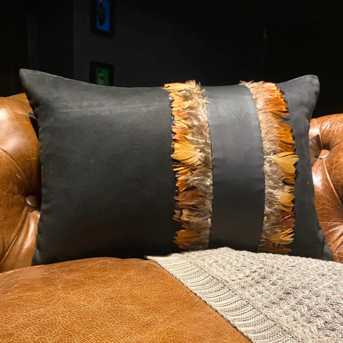 Feather Apart - Brown Suede Decorative Lumbar  Pillow Cover