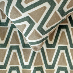 Triad - Cotton Muted Green & Mocha Brown Decorative Bed Runner and Pillow Cover
