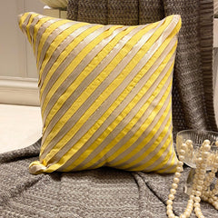 Unfolding Yellow - Yellow Art Silk Throw Pillow Cover
