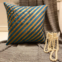 Unfolding Teal Copper - Teal Blue Art Silk Decorative Euro Sham