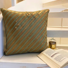 Unfolding Olive Copper - Olive Green Art Silk Throw Pillow Cover