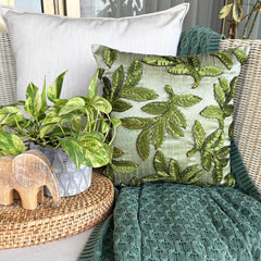 Leafy Days - Green Art Silk Decorative Euro Sham