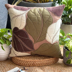 Leafy Collection - Brown Faux Suede Throw Pillow Cover