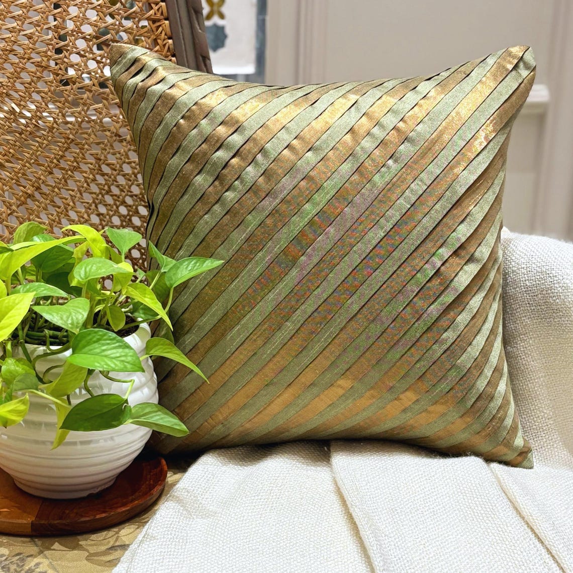 Unfolding Olive Copper Euro Sham