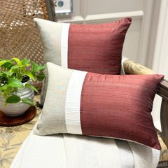 Rust Silkastic  - Rust Silk & Linen Throw Pillow Cover