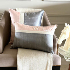 Splendour Pink - Light Pink & Grey Silk Decorative Euro Sham